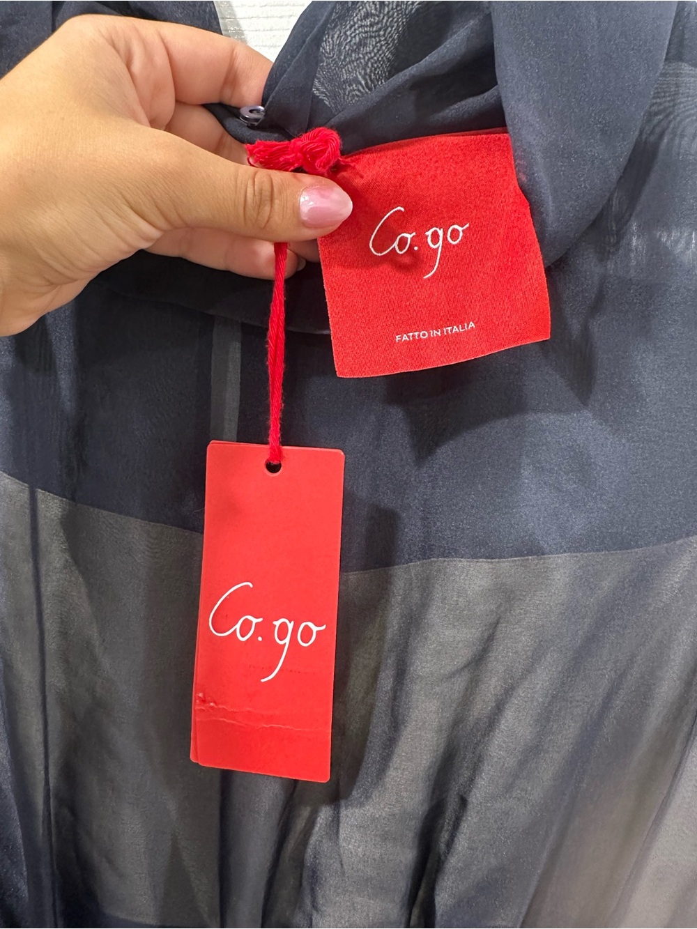CO.GO Navy 100% Silk dress